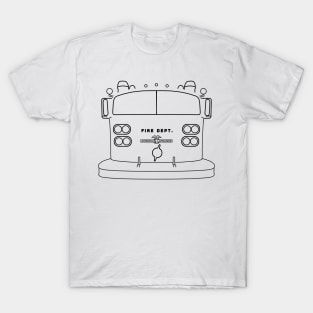 Classic American LaFrance fire engine black outline graphic T-Shirt